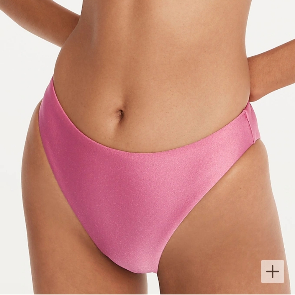 J. Crew shiny liquid berry high waisted bikini bottom fully lined size L.